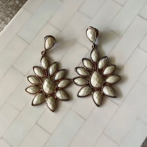 Cream and Gold Chandelier Earrings